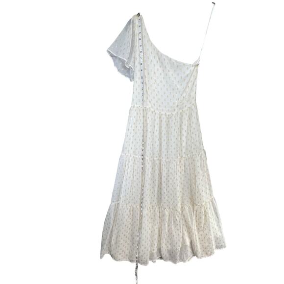 Lulus Shining Sight Midi Dress S White Metallic Gold Dotted One Shoulder Fairy - Picture 11 of 16